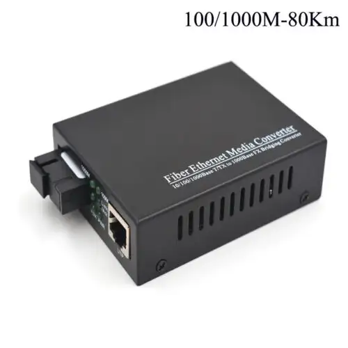 100/1000 Mbps Gigabit Media Converter Rj45 Ethernet To Fiber Optic 80Km S/M Sc