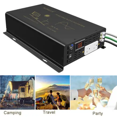 3000W Pure Sine Wave Inverter 24V To 120V Power Converter Car Truck Rv Usb 2.4A