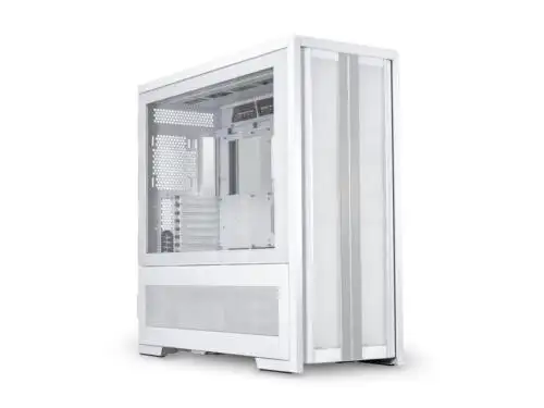 Lian Li V3000 Plus White Ggf Edition Tempered Glass On The Left Sides Full
