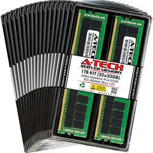 A-Tech 1Tb 32X 32Gb 2Rx4 Pc4-21300R Ddr4 2666Mhz Ecc Reg Rdimm Server Memory Ram