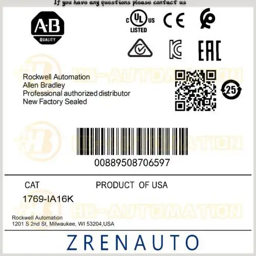 1769-Ia16K Allen Bradley Compactlogix 16 Pt 120Vac D/I Module #Zypl