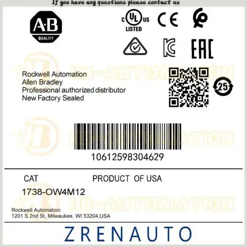 1738-Ow4M12 Allen Bradley Armorpoint 4 Point Output Module #Zypl