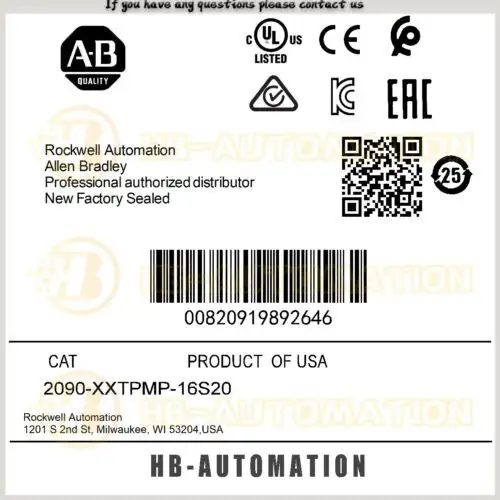 2090-Xxtpmp-16S20 Allen Bradley Mp-Series 20 M Length Power Cable #Zypl