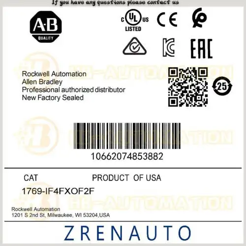 1769-If4Fxof2F Allen Bradley Cmplx 6 Pt High Speed A/I And A/O Module #Zypl