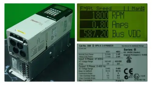 Low Hr Allen-Bradley Powerflex 700 3 Hp 20Bd5P0A3Aynaec0 480 Vac Frn:10.002