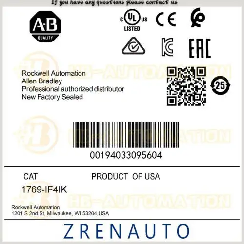 1769-If4Ik Allen Bradley Compactlogix 4 Pt A/I C And V Iso Module #Zypl
