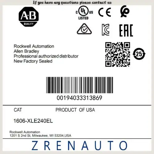 1606-Xle240El Allen Bradley Xle Power Supply 240W 24Vdc 10A #Zypl