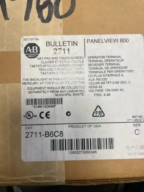 New Ab 2711-B6C8 Factory Sealed Membrane Switch Keypad Ab Panelview 600