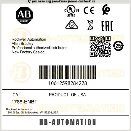 1788-Enbt Allen Bradley Flexlogix/Drivelogix Enet/Ip Comms Card #Zypl