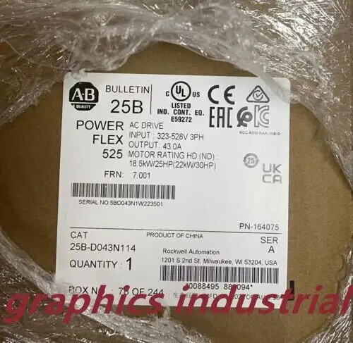 25B-D043N114 /A Powerflex 525 Ac Drive 30Hp/22Kw 25B-D043N114 Allen-Bradley