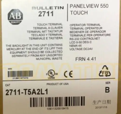 2711-T5A2L1 /B Allen Bradley Frn 4.41 Panelview 550 Touchscreen 2711T5A2L1
