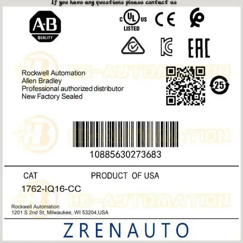 1762-Iq16-Cc Allen Bradley Conformal Coated 1762-Iq16 #Zypl
