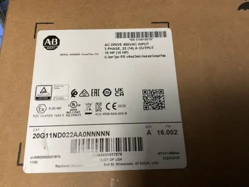 Ab 20G11Nd022Aa0Nnnnn Power Flex 755 480Vac Allen Bradley 20G11Nd022Aa0Nnnnn