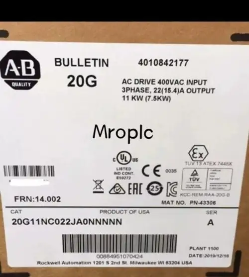 Ab 20G11Nc022Ja0Nnnnn Ac Drive 400Vac Input