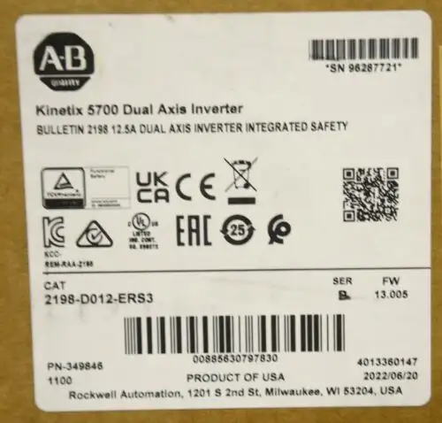 2022 Allen Bradley 2198-D012-Ers3 Series B Kinetix 5700 Dual Axis Inverter
