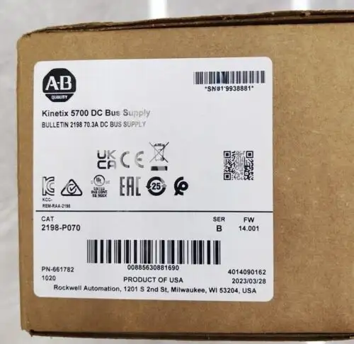 New Allen Bradley Ab 2198-P070 Kinetix 5700 Dc Bus Supply Fw 14.001 2198P070