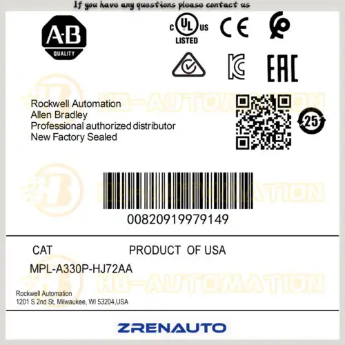 Mpl-A330P-Hj72Aa Allen Bradley Mp-Series Mpl 240V Ac Rotary Servo Motor #Cgpl