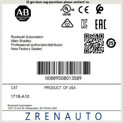 1718-A10 Allen Bradley Ex I/O 10 Slot Chassis #Zypl