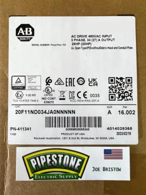 Allen Bradley 20F11Nd034Ja0Nnnnn Powerflex753 Ac Drive