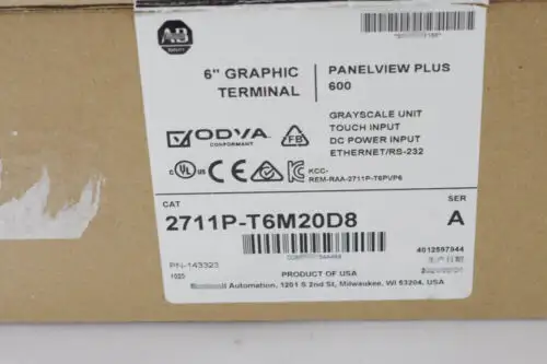 Allen Bradley 2711P-T6M20D8 Ser A Panelview Plus 600 Factory Sealed 2711Pt6M20D8