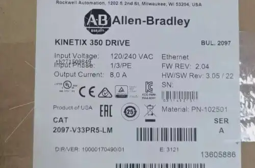 New Allen Bradley 2097-V33Pr5-Lm Kinetix 350 2.0Kw Servo Drive 2097 V33Pr5 Lm