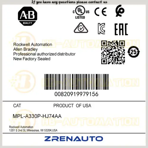 Mpl-A330P-Hj74Aa Allen Bradley Mp-Series Mpl 240V Ac Rotary Servo Motor #Cgpl