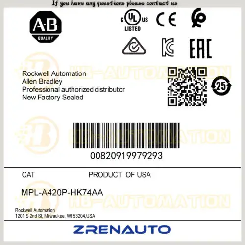Mpl-A420P-Hk74Aa Allen Bradley Mp-Series Mpl 240V Ac Rotary Servo Motor #Cgpl