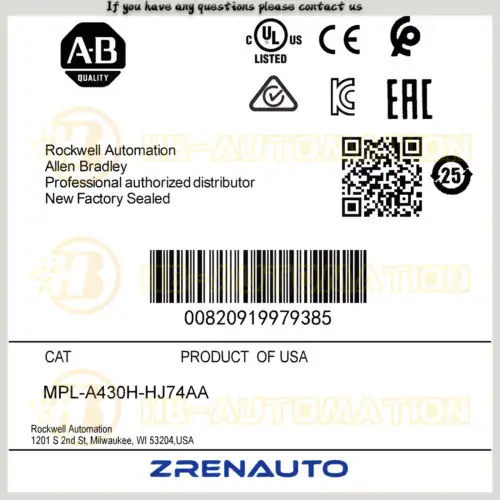 Mpl-A430H-Hj74Aa Allen Bradley Mp-Series Mpl 240V Ac Rotary Servo Motor #Cgpl