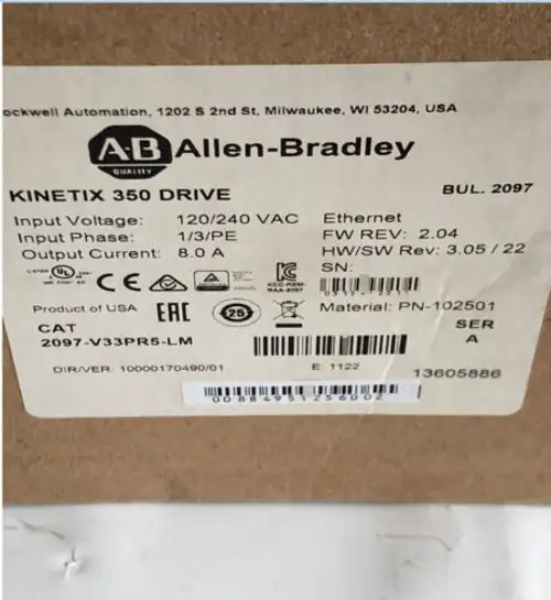 Factory Sealed Allen-Bradley 2097-V33Pr5-Lm Kinetix 350 2.0Kw Servo Drive