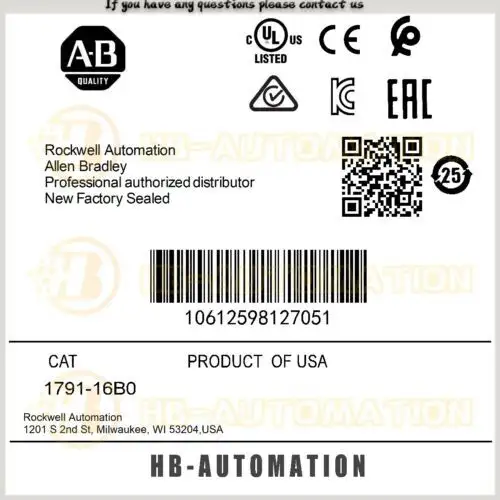1791-16B0 Allen Bradley Block I/O 24V Dc 16 Point Module #Zypl