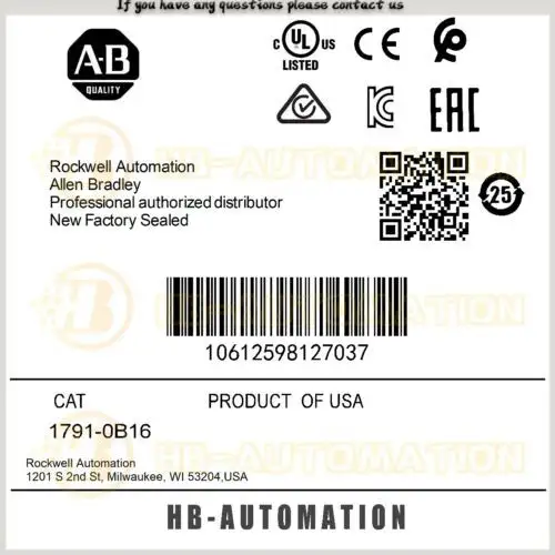1791-0B16 Allen Bradley Block I/O 24V Dc 16 Point Module #Zypl