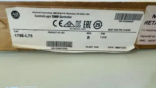 Allen Bradley 1756-L75 Controllogix 32 Mb Controller Pn-114259