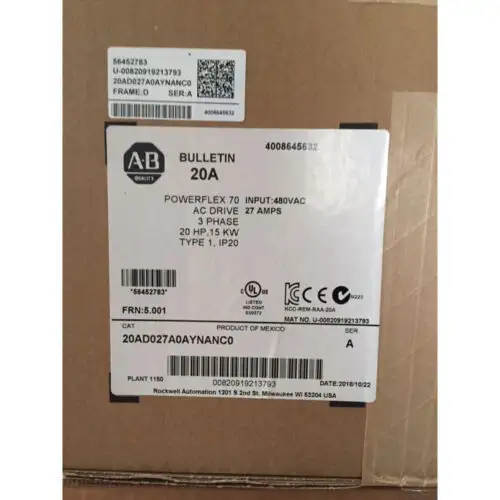 New 20Ad027A0Aynanc0 Allen Bradley Powerflex 70 Ac Drive