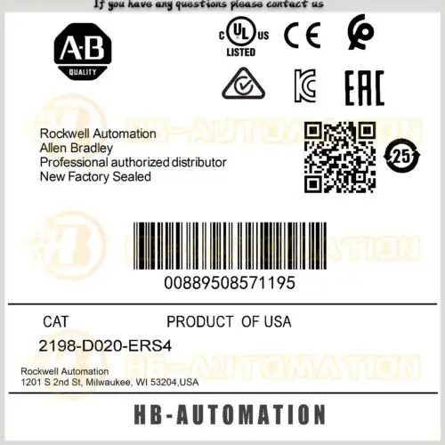 2198-D020-Ers4 Allen Bradley Kinetix 5700 Dual Axis Safe Speed Drive #Zypl