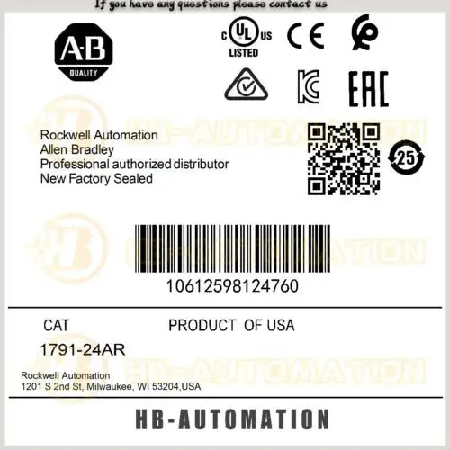 1791-24Ar Allen Bradley Block I/O 120V Ac 32 Point Module #Zypl