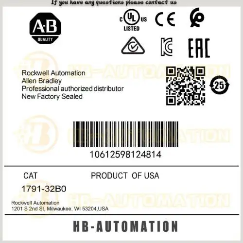 1791-32B0 Allen Bradley Block I/O 24V Dc 32 Point Module #Zypl