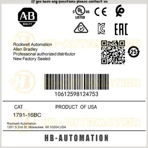 1791-16Bc Allen Bradley Block I/O 24V Dc 32 Point Module #Zypl