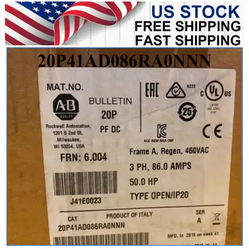 20P41Ad086Ra0Nnn Allen Bradley Powerflex 460V Ac 50 Hp Dc Drive