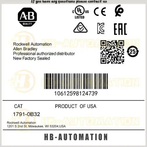 1791-0B32 Allen Bradley ???? I/O 24V Dc 32 ????????? #Zypl-