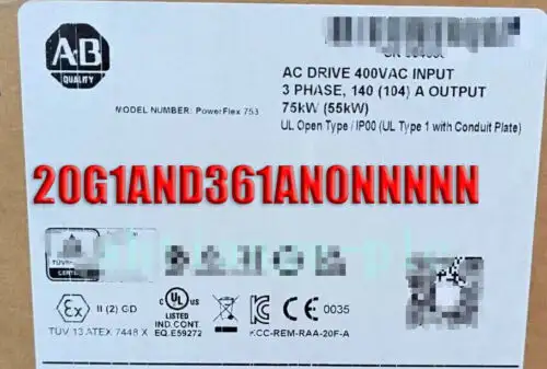 Allen Bradley 20G1And361An0Nnnnn Powerflex 755 Vfd 300 Hp Brand