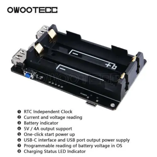 18650 Ups con funzione Rtc Dispositivo di alimentazione per Raspberry Pi 4 B/3B+/3B