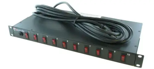 10 Outlet Rack Mount Power Strip Pdu Light Controller W/ Lighted Power Switches