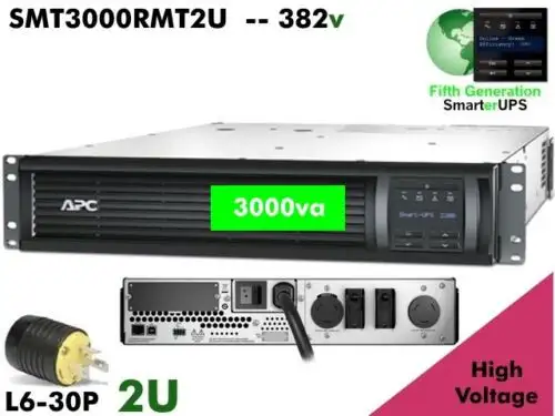 382V ~ Apc Smart Ups 3000 208Volt Only Smt3000Rmt2U 3Kva batts #15Moswarrnty
