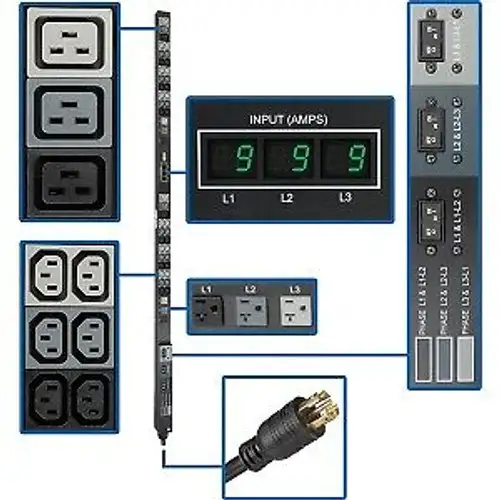 Tripp Lite 0U Vertical 8.6Kw 3-Phase Metered Pdu W/ 48 Outlets