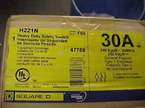 NIB H221N Square D 30A 240V 2P Safety Switch HD DS-97A