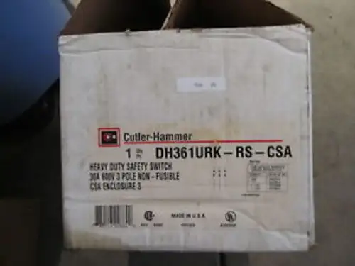 Cutler Hammer Hd Safety Switch Dh361Urk-Rs-Csa 30A 600V 3P Non-Fuse