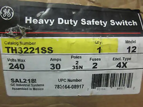 Neu General Electric 30 Ampere Heavy Duty Sicherheitsschalter Th3221Ss ..........Wd-33