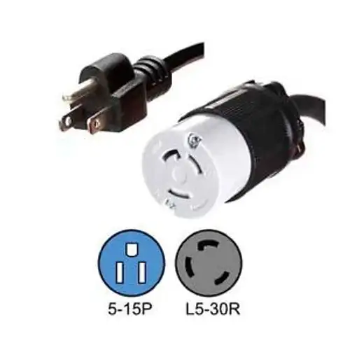 5-15P to L5-30R Power Cord 15 ft 15A/125V 14/3 AWG - Iron # IBX-5505-15