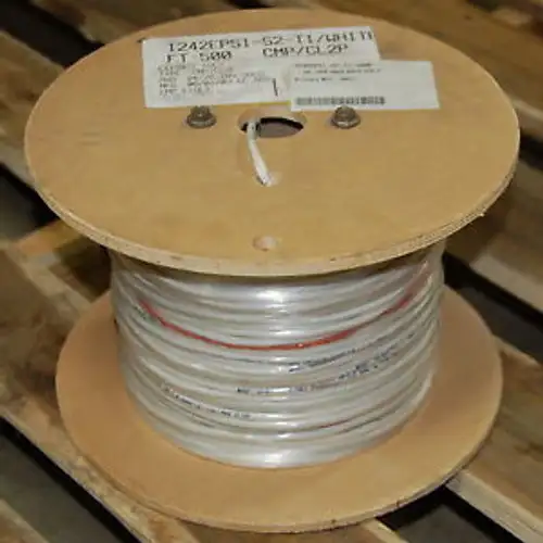Datalectric I242EPS1-52-T1 2-Pair 24AWG SOL C White T-1 Cable 500 Ft. Reel