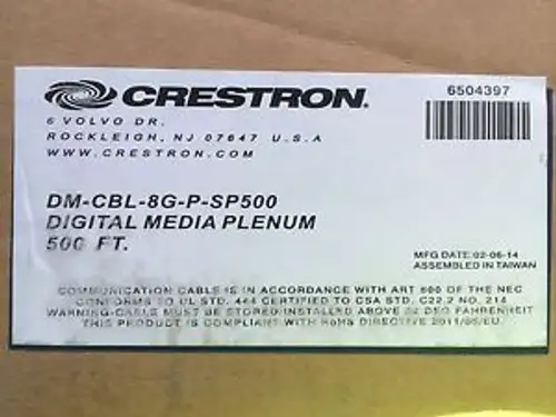 Crestron Dm-Cbl-8G-Np-Sp500 500Ft Plenum Dm 8G Cable